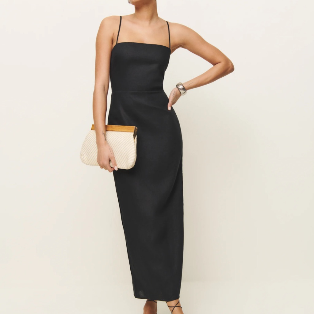 Reformation Frankie Linen Dress Black